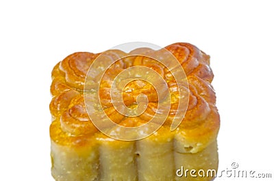 Closeup square moon cake isolated on white background Stock Photo