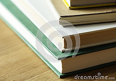 Closeup of stack of antique books educational, academic and literary concept Stock Photo