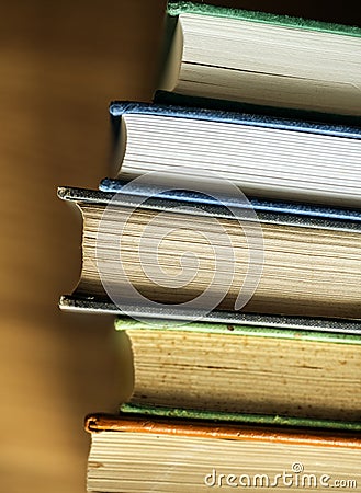 Closeup of stack of antique books educational, academic and literary concept Stock Photo