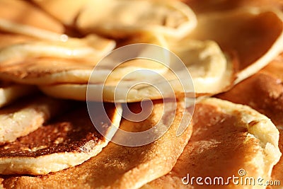Closeup of a stack of pancakes, a staple food in many cuisines Stock Photo