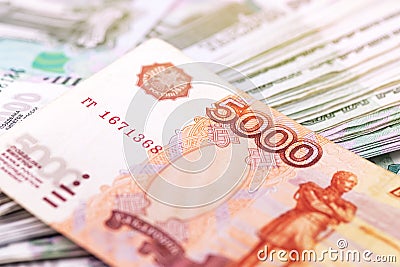 Russian money, 1000 and 5000 rubles Stock Photo