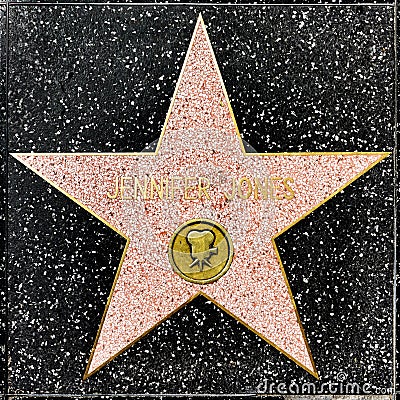 Closeup of Star on the Hollywood Walk of Fame for Jennifer Jones Editorial Stock Photo