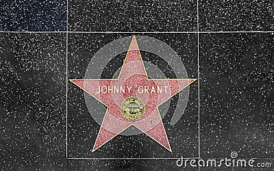 Closeup of Star on the Hollywood Walk of Fame for Johnny Grant Editorial Stock Photo
