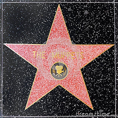 closeup of Star on the Hollywood Walk of Fame for the Muppets Editorial Stock Photo