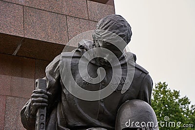 Closeup of the statue of Warrior-liberator Monument in Berlin Stock Photo