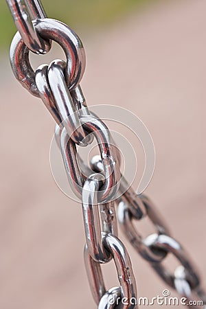 Closeup of steel chain links Stock Photo