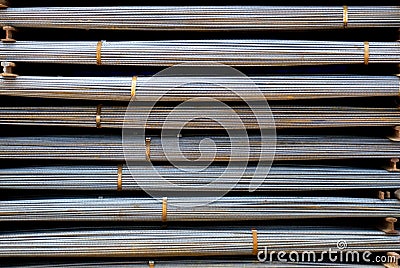 Closeup of Steel Rods or Bars, to Reinforce Concrete Stock Photo
