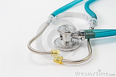 Closeup stethoscope is isolated on a white background Stock Photo