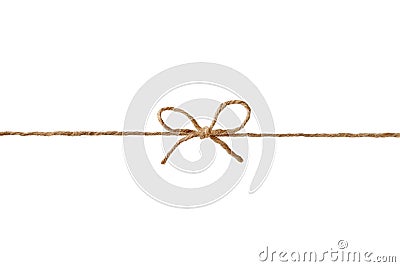 Closeup string or twine tied in a bow isolated on white Stock Photo