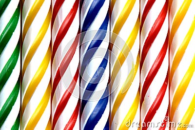 Closeup of striped candles Stock Photo