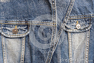 Closeup surface old jean jacket textured background Stock Photo