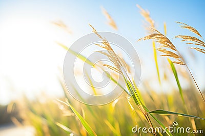 closeup of switchgrass, a biofuel crop, in the sun Stock Photo