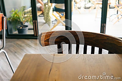 Closeup table and chairs in cafe Stock Photo