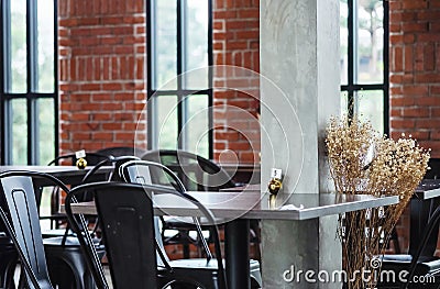Closeup table in coffee shop view background Stock Photo