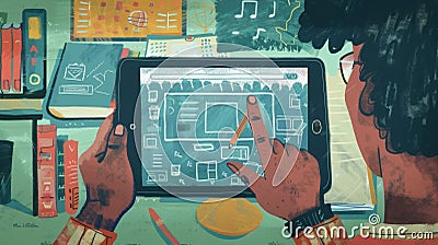 Closeup of a tablet screen displaying a virtual classroom depicting the shift towards technologybased learning and Stock Photo