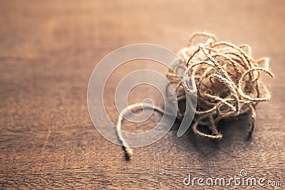 Tangled Jute Rope, Psychology and mental problem Stock Photo