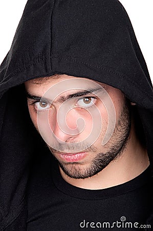 Closeup of a teenager wearing a hoodie Stock Photo