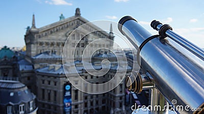 Closeup Telescope facing the museum Stock Photo