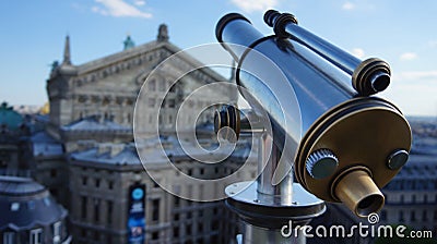 Closeup Telescope facing the museum Stock Photo