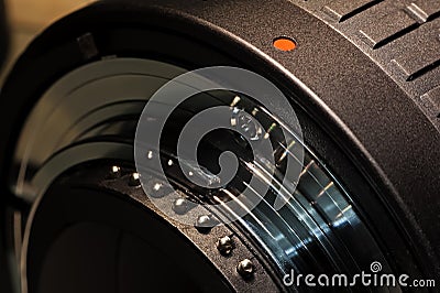 Closeup to bayonet contacts of a lens Stock Photo