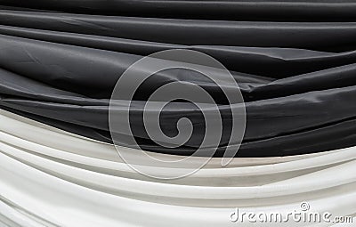 Closeup to Black and White Fabric in Funeral Ceremony Background Stock Photo