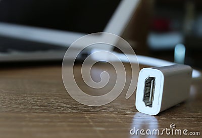 Closeup to hdmi connection device Stock Photo