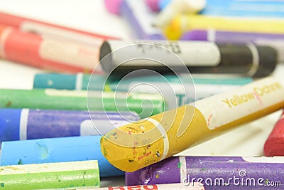 Closeup to Yellow Orche Crayon Tip Editorial Stock Photo