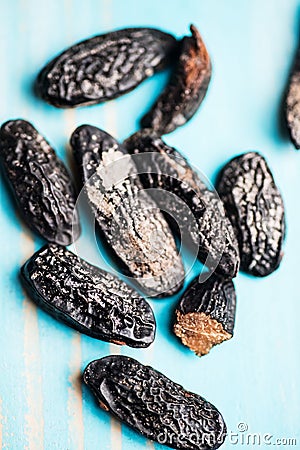 Closeup of tonka beans Stock Photo