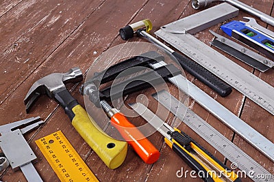 Closeup tools building and repair set Stock Photo