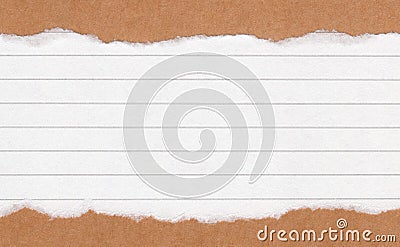 Closeup torn lined paper on grunge brown paper texture background. Rip Paper note ,brown paper sheet with space for text ,pattern Stock Photo