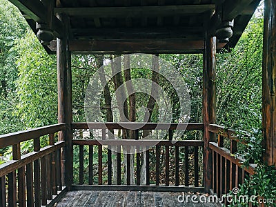 traditional chinese wooden building of wuhan garden expo park Stock Photo