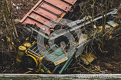 Closeup of a train wreck Stock Photo