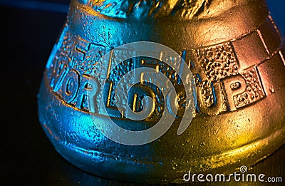 Closeup of the trophy of the FIFA World Cup Editorial Stock Photo