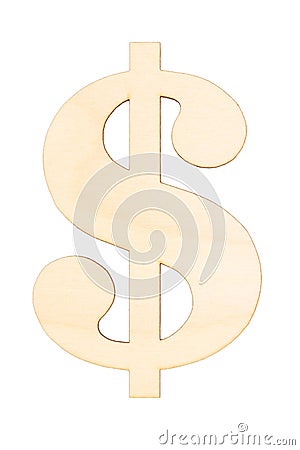 Closeup of unfinished wood dollar sign Stock Photo