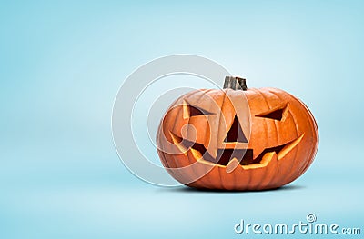 A closeup of an unlit Halloween Jack O Lantern Stock Photo