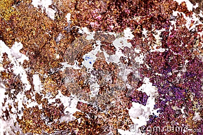 Closeup of unrefined chalcopyrite mineral and ore, pattern background Stock Photo