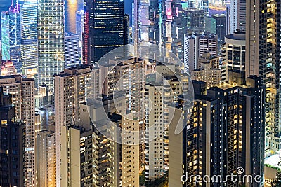 Closeup of the urban architecture of Hong Kong Stock Photo