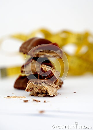 Closeup vertical shot of the slices of delicious chocolate Stock Photo