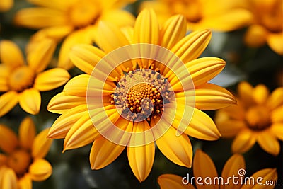 Closeup vibrant Mexican sunflower weed in full bloom Stock Photo