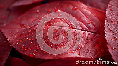 Closeup of a vibrant red leaf with a glossy surface and delicate ridges Stock Photo