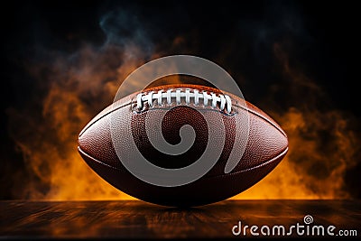 Closeup view of American football ball with dynamic smoke effects Stock Photo