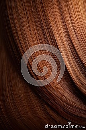 A closeup view of a bunch of shiny straight reddish brown hair Stock Photo