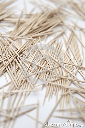 Chaotic pile of toothpicks on a white background Stock Photo