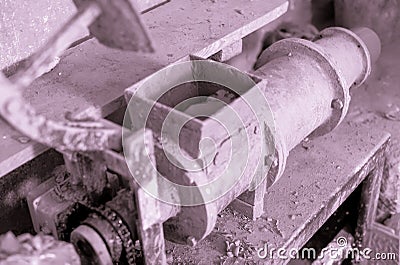 Closeup view on clay forming machine Stock Photo