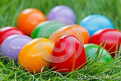 Close view of colorful easter eggs Stock Photo