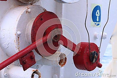 Closeup view of Fire hydrant system shut-off valves Stock Photo