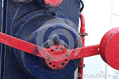 Closeup view of Fire hydrant system shut-off valves Stock Photo