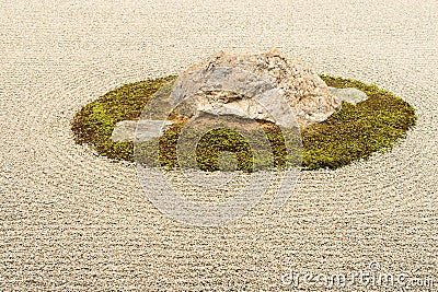 view of japanese stone garden of ryoan-ji temple in Kyot Stock Photo