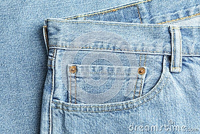 Closeup view of jeans pocket as background Stock Photo