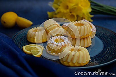 Closeup view of mini vanilla bundt cake Stock Photo